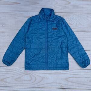 Patagonia Boys Nano Puff Primaloft Jacket Size M (10) Brick Quilted Blue #68001